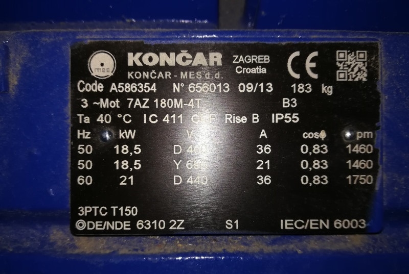 KONČAR-MES-Elektromotor-3f-18-5kW-1460o-m-IM-B3-7AZ-180M-4T