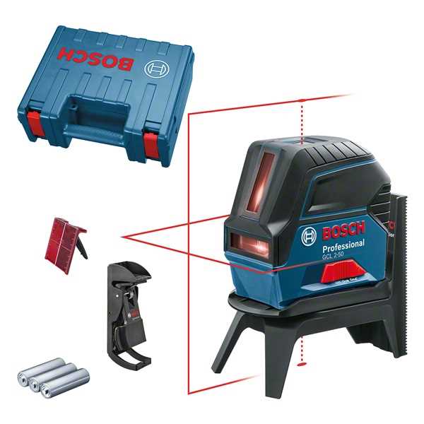 BOSCH GCL 2-50 Kombinovani laserski nivelir 15/50m crveni zrak sa držačem RM 1 4x1.5V AA kofer