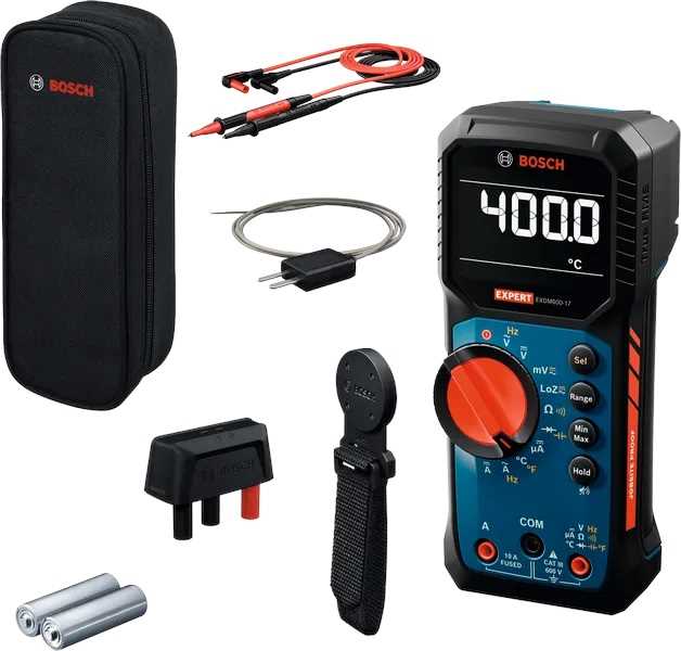 BOSCH EXDM600-17 Digitalni multimetar CAT III 600V  IP65 LCD True RMS Mjerenje temperature MH1 držač