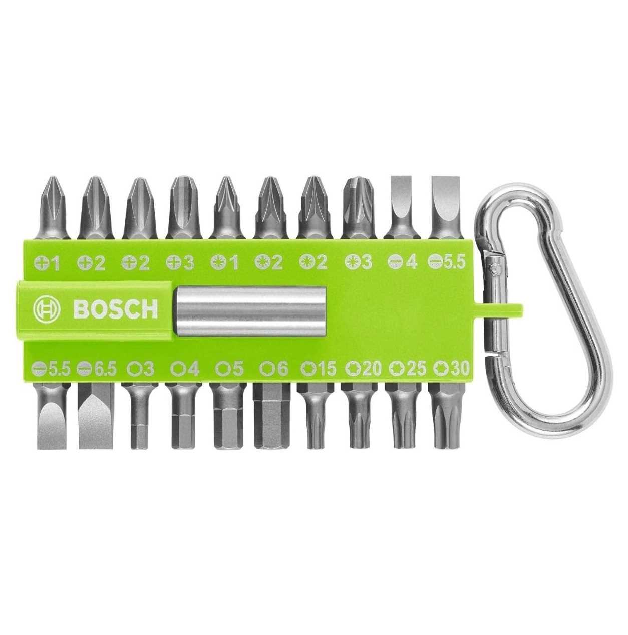 BOSCH Set bitova 21kom ravni/krstasti/torex/imbus na kopči ZELENI