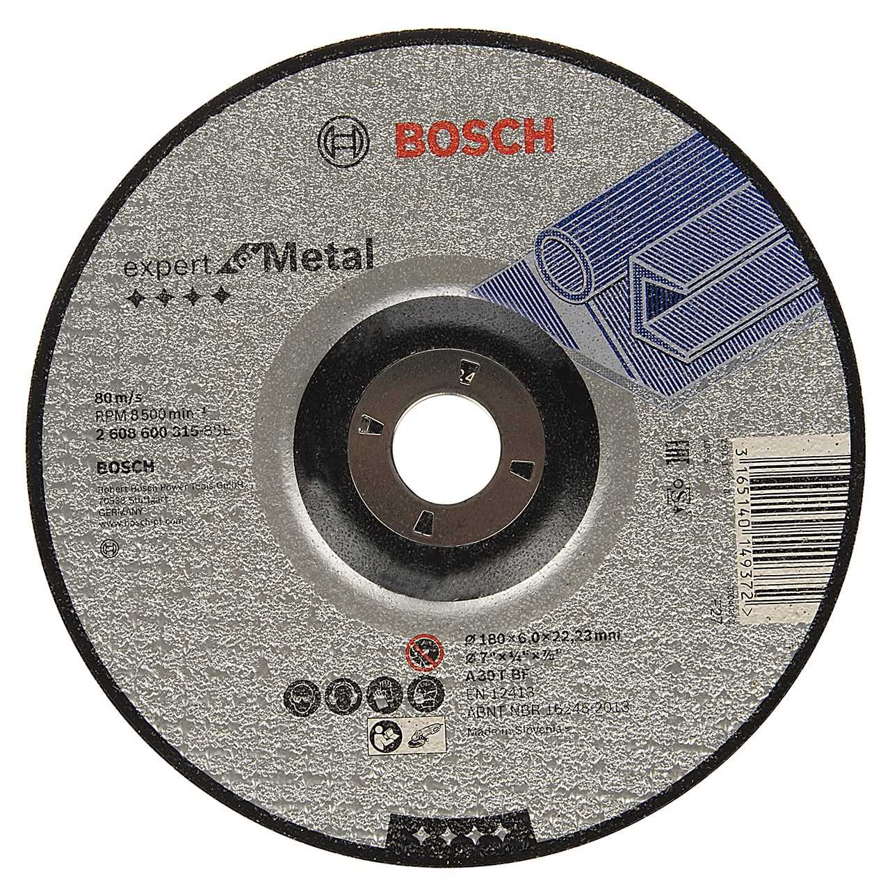 BOSCH Brusna ploča Expert za metal 180x6.0x22.33mm koljenasta
