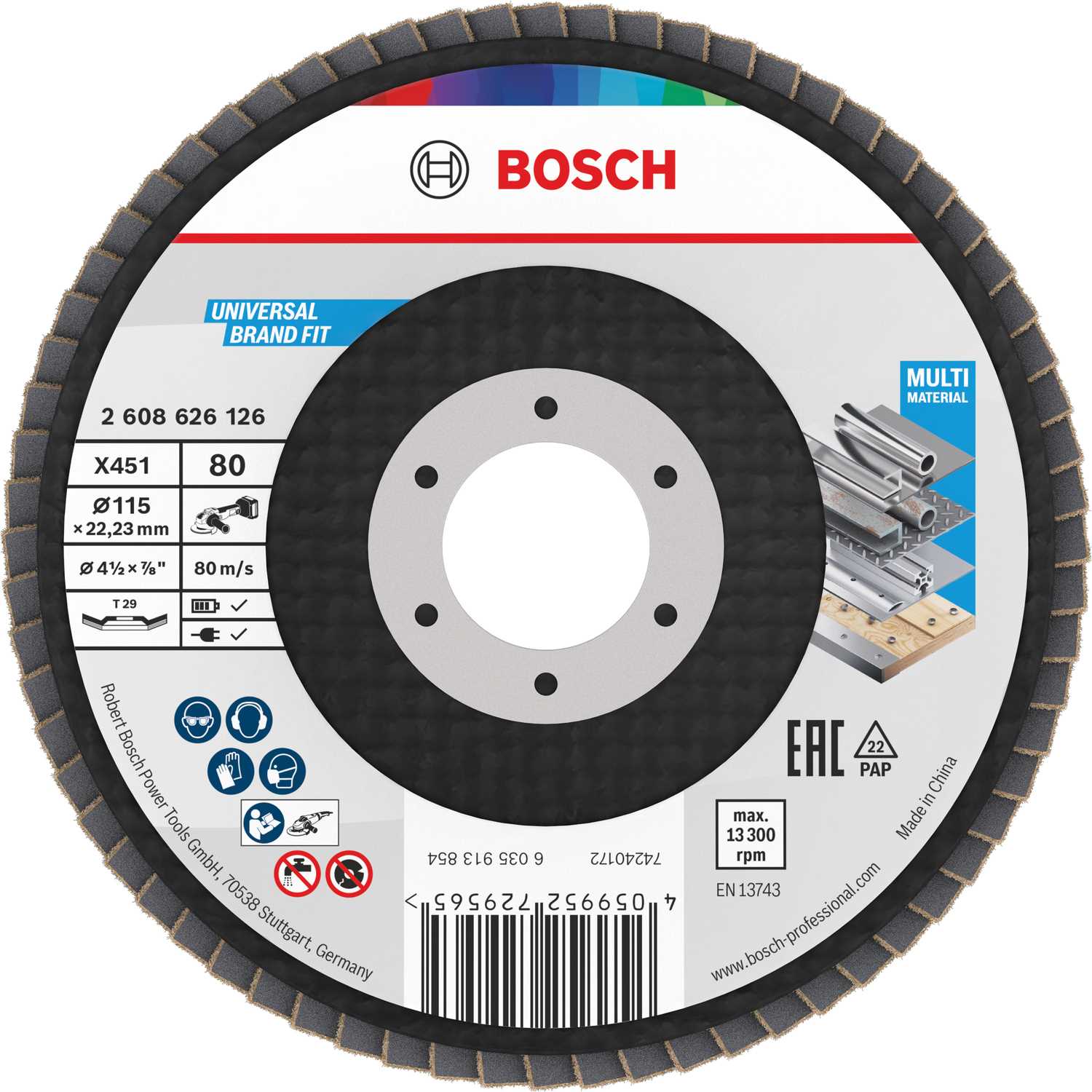 BOSCH Lamelni brusni disk Multi Materiall X451 115mm GR 80