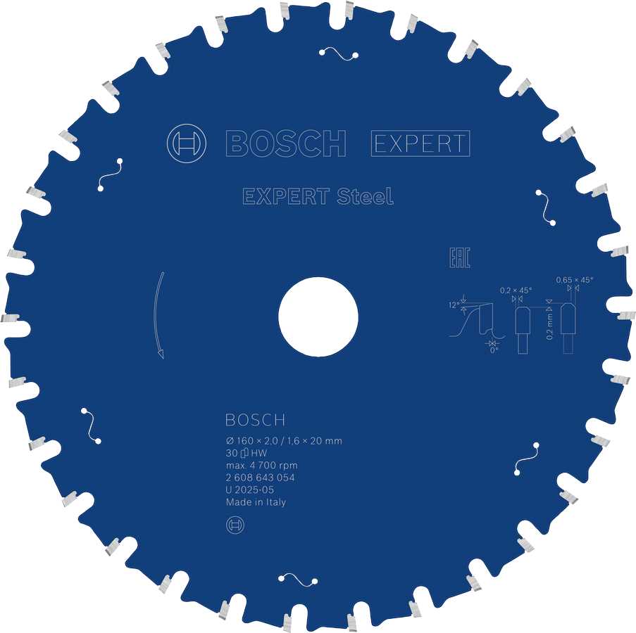 BOSCH List kružne pile Expert for Steel 160x2.0/1.6x20mm 30 zuba