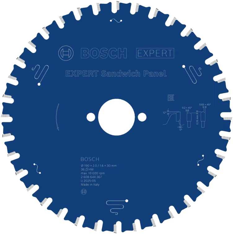 BOSCH List kružne pile Expert for Sandwich Panel 190x2.0/1.6x30mm 36 zuba