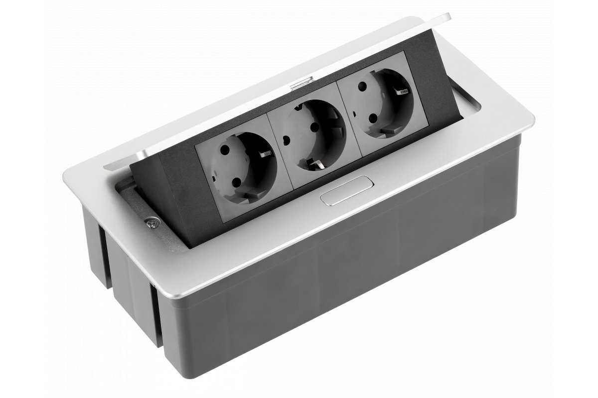 AE-PBSC3GS-53N Konzola SOFT sa 3 utičnice / kabal 1.5m / aluminijum
